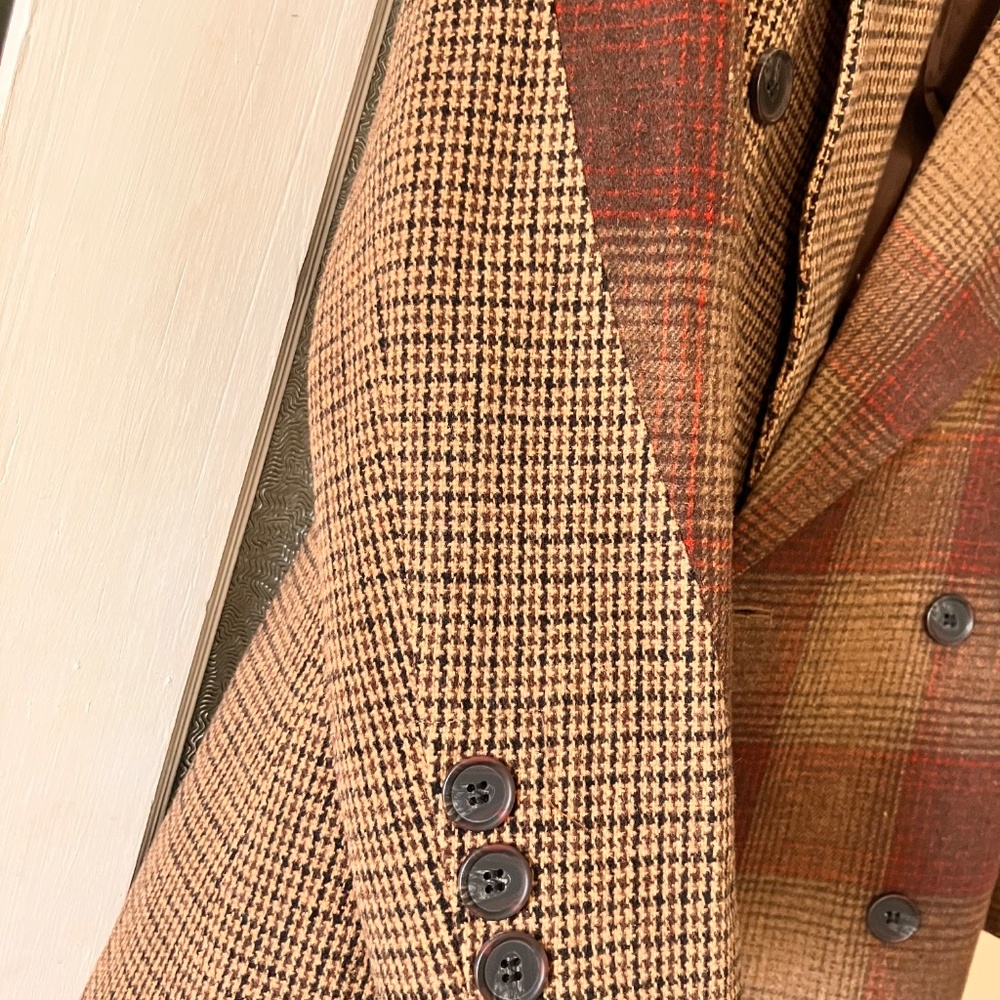 Tweed Plaid Patchwork Peacoat - image 2